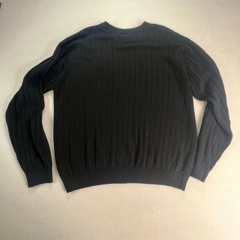 VTG Fila Sport Mens Black Ribbed Crewneck Sweater Long Sleeve XL Cotton Blend